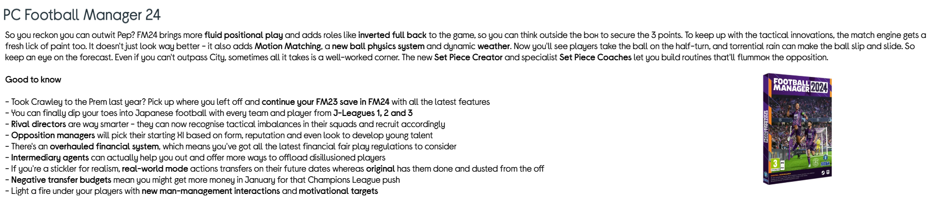 Screenshot of Football Manager 24 copy